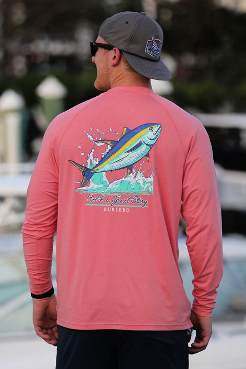 Catch a Great Story Sun Tee - Coral-Burlebo-Seven Hills Outfitters